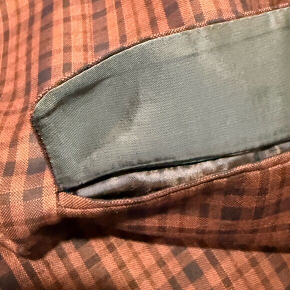 ZeGarie Men’s 48L Burgundy/Navy 100% Wool Windowpane Plaid Blazer Sport Jacket - Picture 11 of 14